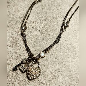 Juicy Couture, Silver And Crystal Double Strand Charm Necklace, Choker